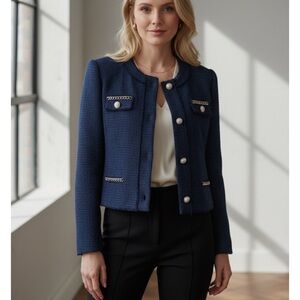 Generation Love Navy Blazer with Gold Accents